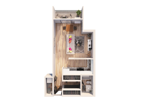 Floor plan for studio, 1 bath, 540 sqft